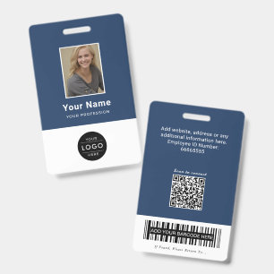 Moderne marineblauwe QR-code personeels-ID barcode Badge