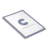 Moderne marineblauwe rand aangepaste briefpapier notitieboek (Rechterzijde)