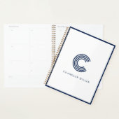 Moderne marineblauwe rand aangepaste kantoorartike planner (Display)