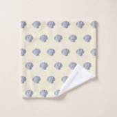 Moderne marineblauwe schelpen op beige crème bad handdoek (Wasdoekje)