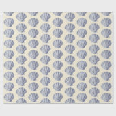 Moderne  marineblauwe schelpen op beige crème cadeaupapier (Vlak)