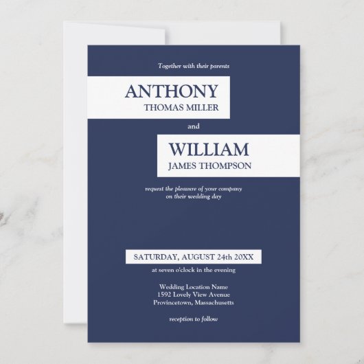 Moderne marineblauwe strepen kaart (Voorkant)