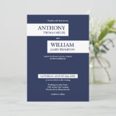 Moderne marineblauwe strepen kaart (Staand voorkant)