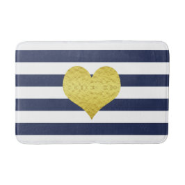 Moderne marineblauwe strepen patroonnaam badmat