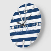 Moderne marineblauwe strepen, startpagina grote klok (Hoek)