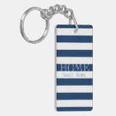 Moderne marineblauwe strepen, startpagina sleutelhanger (Voorkant Links)