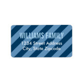 Moderne marineblauwe strepenpatroonfamilie etiket (Voorkant)