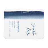 Moderne marineblauwe Waterverf bruiloft bewaart de Magneet (Horizontaal)