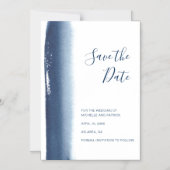 Moderne marineblauwe Waterverf bruiloft bewaart de Magnetische Uitnodiging (Voorkant)