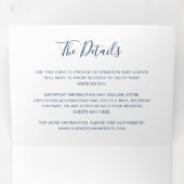 Moderne marineblauwe Waterverf Elegante bruiloft Drieluik Uitnodiging (Binnenzijde eerst)