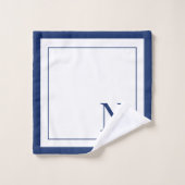 Moderne marineblauwe witte monogram initiaal bad handdoek (Wasdoekje)