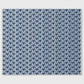 Moderne marineblauwe witte monogram verjaardag cadeaupapier (Vlak)