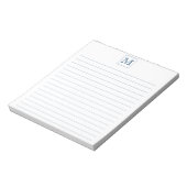 Moderne marineblauwInitiaal Monogram Square border Notitieblok (Linkerzijde)