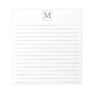 Moderne marineblauwInitiaal Monogram Square border Notitieblok