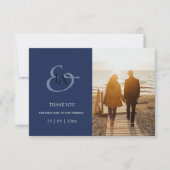 Moderne marineblauwmonogram Foto bruiloft Hartelij (Voorkant)