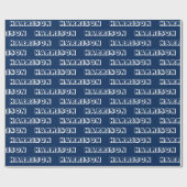 Moderne marineblauwwitte aangepaste naam tekstverj cadeaupapier (Vlak)