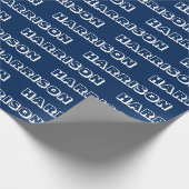Moderne marineblauwwitte aangepaste naam tekstverj cadeaupapier (Hoek)