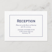 Moderne marineblauwwitte bruiloft informatiekaartje (Voorkant)