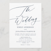 Moderne marineblauwwitte kalligrafie Het huwelijk Kaart (Voorkant)