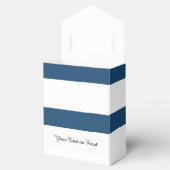 Moderne marineblauwwitte strippatroon bedankdoosjes (Geopend)