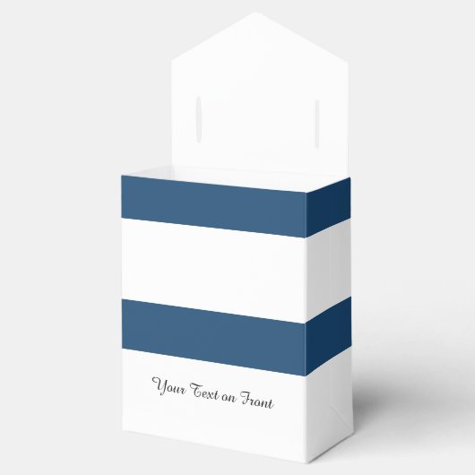 Moderne marineblauwwitte strippatroon bedankdoosjes (Geopend)