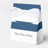 Moderne marineblauwwitte strippatroon bedankdoosjes (Voorkant Zijde)