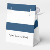 Moderne marineblauwwitte strippatroon bedankdoosjes (Achterkant)