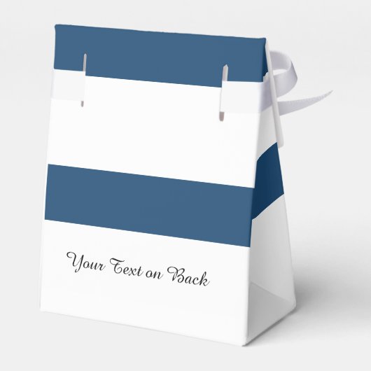 Moderne marineblauwwitte strippatroon bedankdoosjes (Achterkant)