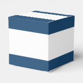 Moderne marineblauwwitte strippatroon bedankdoosjes (Achterkant)