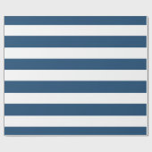 Moderne marineblauwwitte strippatroon cadeaupapier (Vlak)