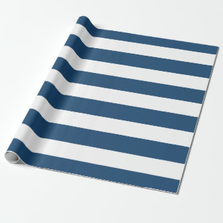 Moderne marineblauwwitte strippatroon cadeaupapier