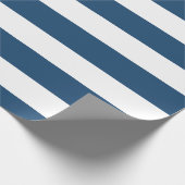 Moderne marineblauwwitte strippatroon cadeaupapier (Hoek)