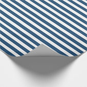 Moderne marineblauwwitte strippatroon cadeaupapier (Hoek)