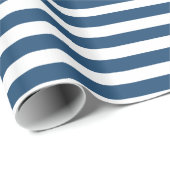 Moderne marineblauwwitte strippatroon cadeaupapier (Rol Hoek)