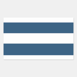 Moderne marineblauwwitte strippatroon rechthoekige sticker