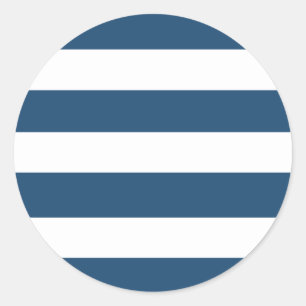Moderne marineblauwwitte strippatroon ronde sticker