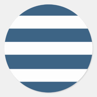 Moderne marineblauwwitte strippatroon ronde sticker