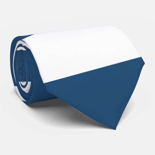 Moderne marineblauwwitte strippatroon stropdas (Opgerold)