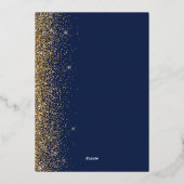Moderne marinebruin Glitter Edge Wedding Folie Uitnodiging (Achterkant)