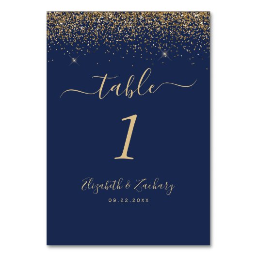 Moderne marinebruin Glitter Edge Wedding Kaart (Voorkant)