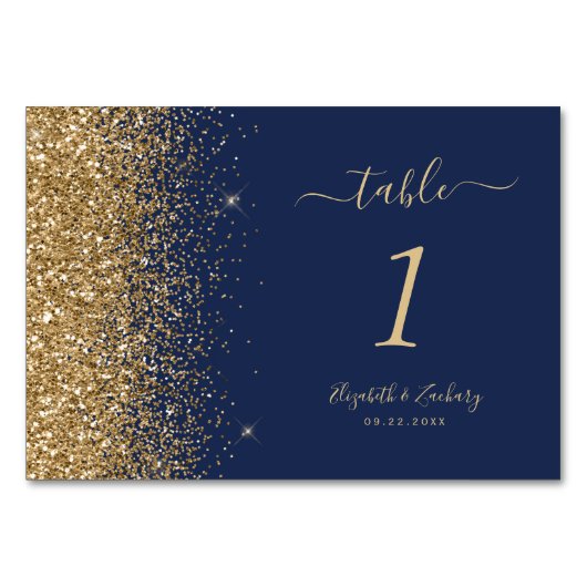Moderne marinebruin Glitter Edge Wedding Kaart (Voorkant)