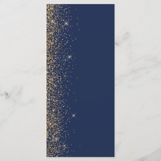 Moderne marinebruin Glitter Edge Wedding Menu (Achterkant)