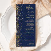 Moderne marinebruin Glitter Edge Wedding Menu
