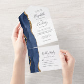 Moderne marinebruin goudbruinbruistoezegging all in one uitnodiging (Afscheurbaar)