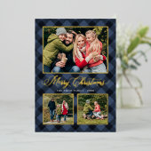 Moderne marinebuffel met kerstfoto's collage folie feestdagenkaart (Staand Voorkant)