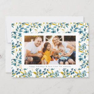 Moderne marinegoudWaterverf met kerstmis Feestdagenkaart