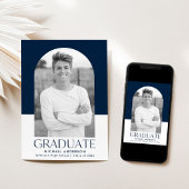 Moderne marinekleurenblok - Afstuderen foto's Aankondiging