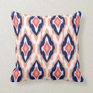 Moderne marinekoraal Ikat Tribal Pattern 1a Kussen
