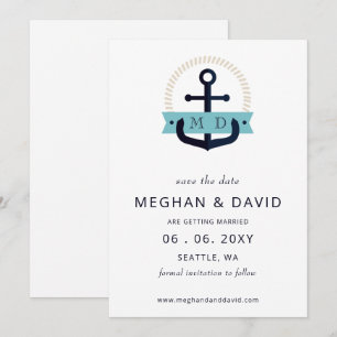 Moderne marinemacht Anchor Nautical Monogram Wedde Save The Date