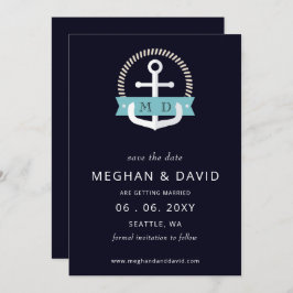 Moderne marinemacht Anchor Nautical Monogram Wedde Save The Date